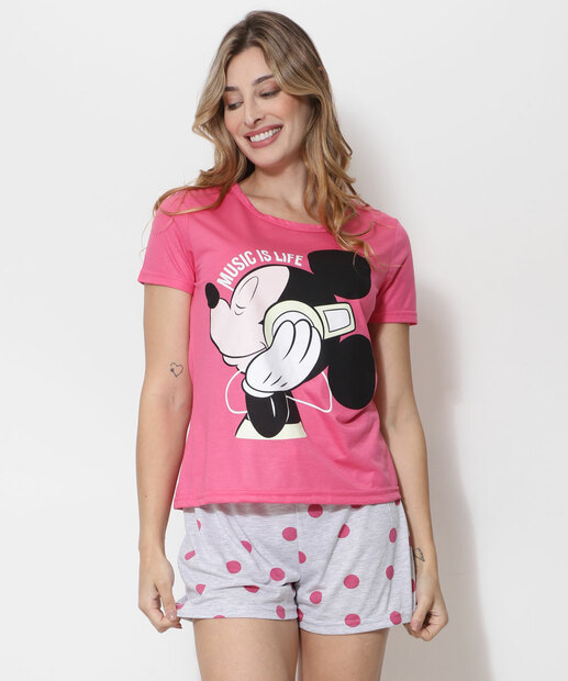 Pijama Feminino Mickey Manga Curta Disney