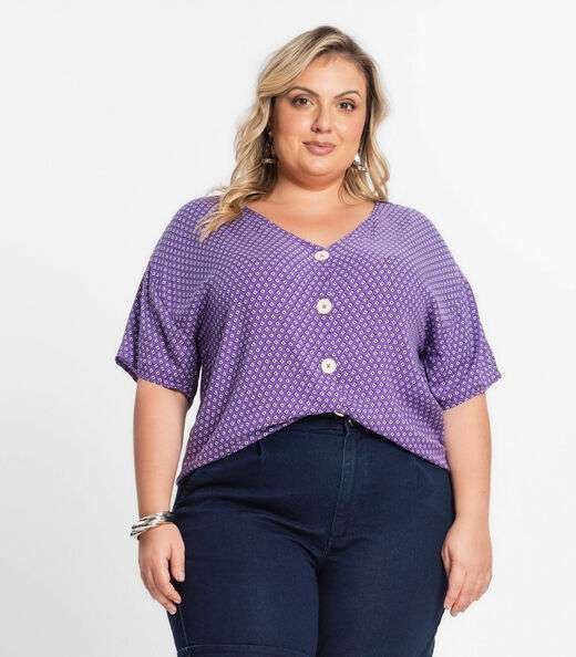 Image_Camisa Feminina Plus Size Estampada Secret Glam Roxo