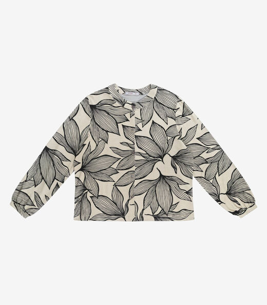 Image_Camisa Manga Longa Estampada Plus Size Secret Glam Bege