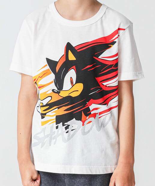 Conjunto Infantil Manga Curta Sonic Tam 4 a 10 Off White