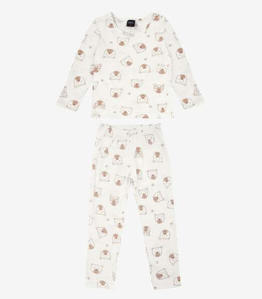 Pijama Infantil Estampado Select Bege