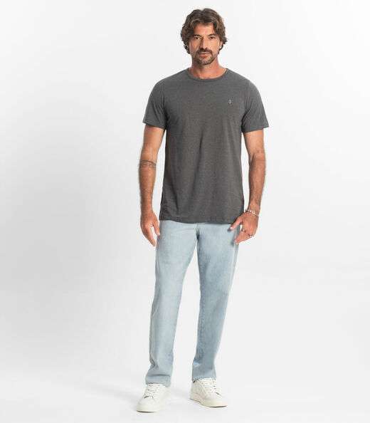 Camiseta Masculina Básica Malha Botonê Diametro Cinza