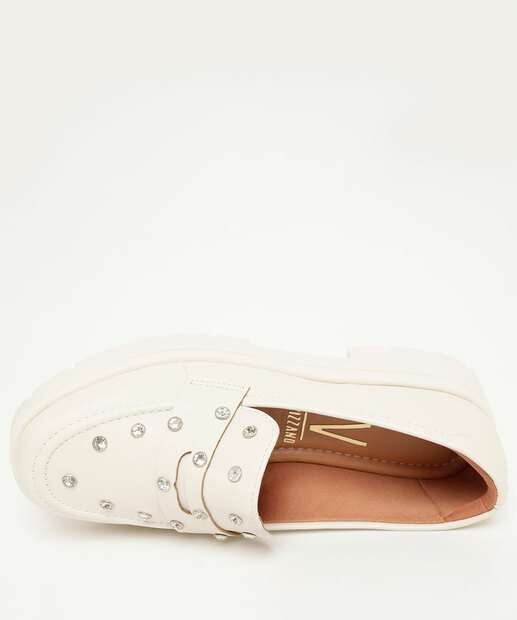 Mocassim Loafer Feminino Strass Tratorado Vizzano