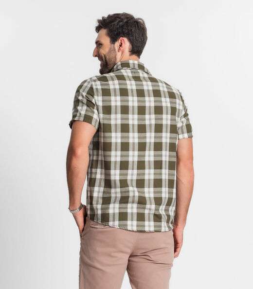 Camisa Masculina Xadrez Diametro Verde