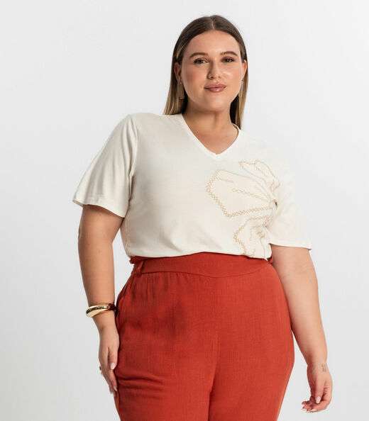 Image_Blusa Feminina Plus Size Manga Evasê Secret Glam Bege