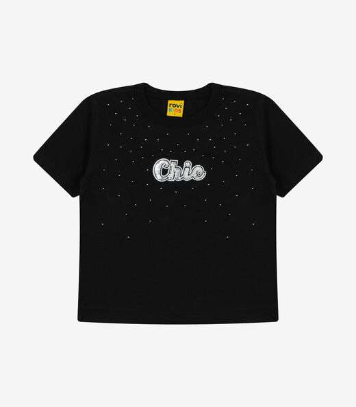 T-Shirt Feminina Meia Malha Rovi Kids Preto