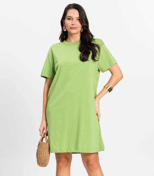 Vestido Básico T-Shirt Feminino Rovitex Verde