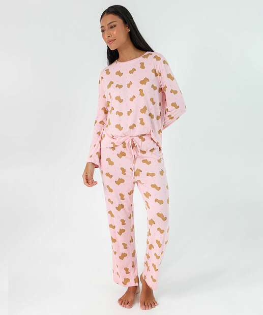 Image_Pijama Feminino Estampa Capivara Marisa Rosa