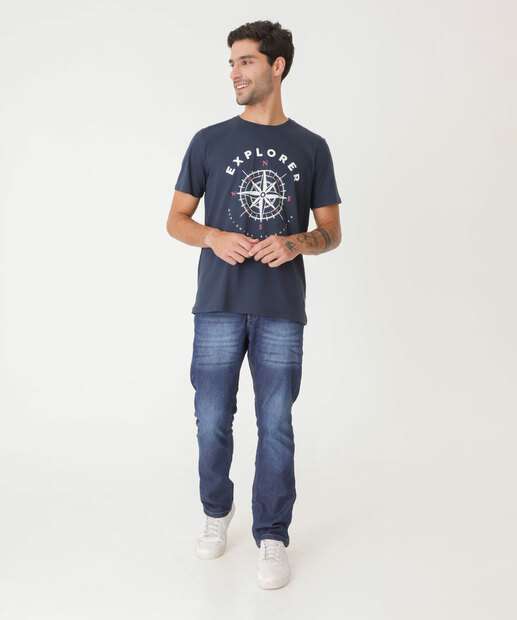 Camiseta Masculina Estampa Bússola MR
