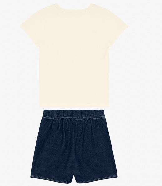 Conjunto Infantil Blusa com Shorts Saia Trick Nick Off White