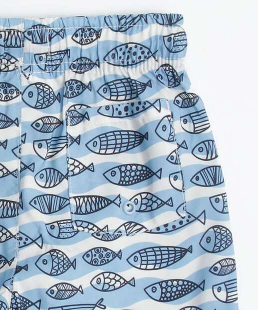Kit 2 Bermudas Infantil Estampa Peixe MR Tam 1 a 4
