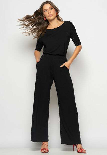 Image_Conjunto Blusa Canoa 3/4 e Wide Leg Malha Preto Salvatore