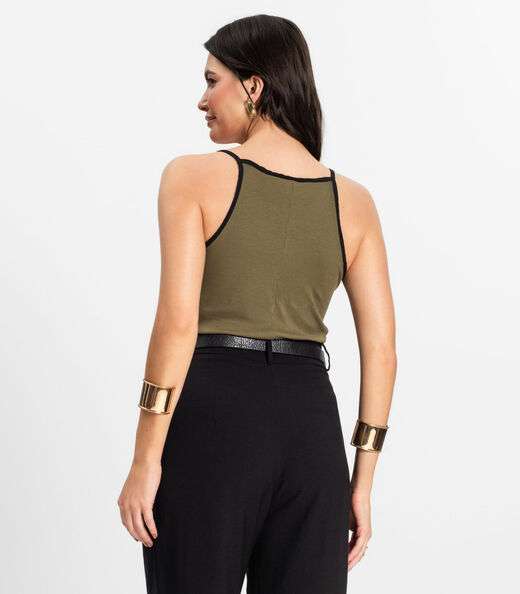 Regata Feminina em Ribana de Viscose Rovitex Verde