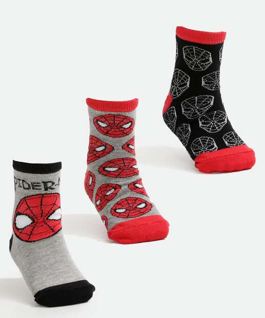 Kit 3 Pares Meias Infantil Homem Aranha Marvel 
