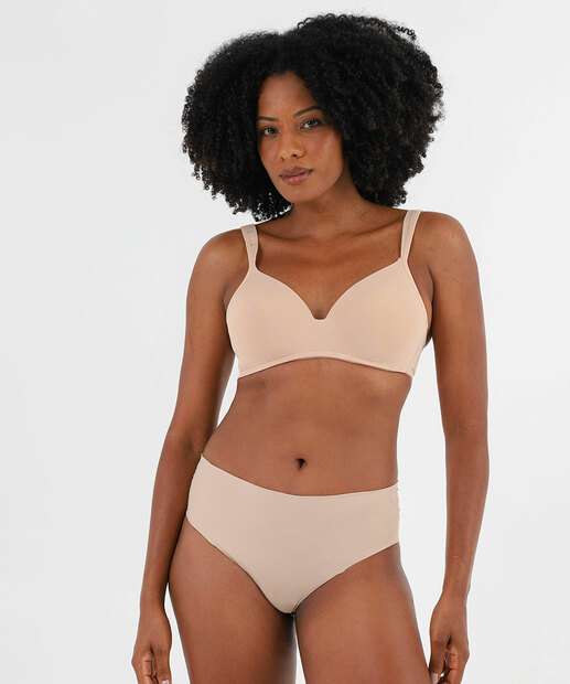 Sutiã Top Com Bojo Alça Reforçada Marisa Bege