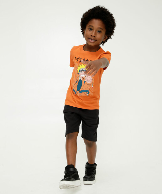 Camiseta Infantil Manga Curta Estampada Naruto Tam 4 a 10