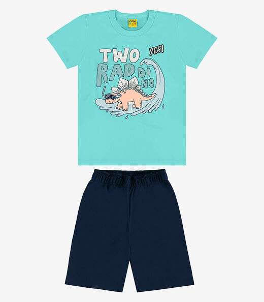 Conjunto Infantil Camiseta Com Bermuda Rovi Kids Azul