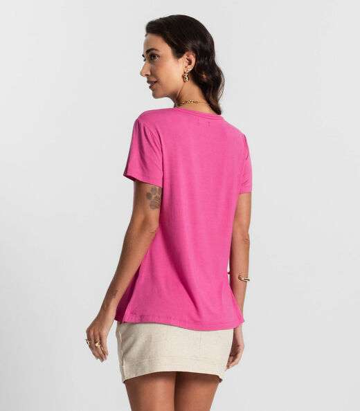 Blusa Feminina manga Curta KO Rosa