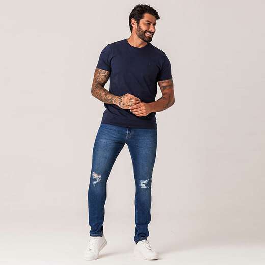 Calça Jeans Skinny Puídos Masculina Zune