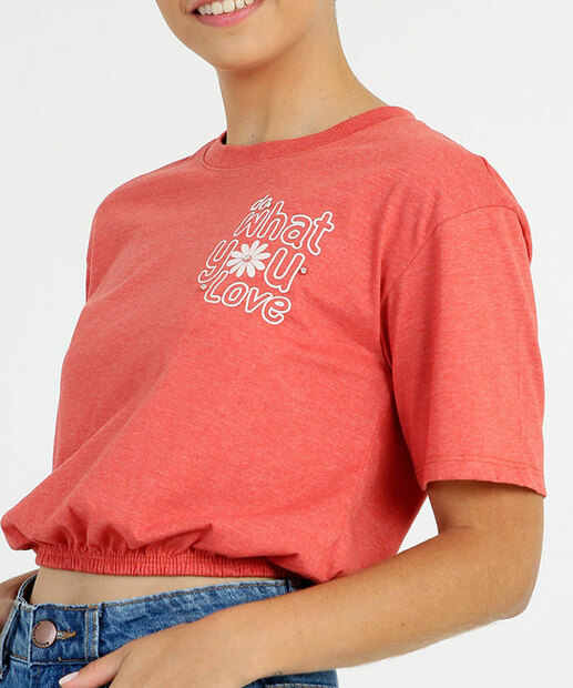 Blusa Cropped Feminina Estampa Frase Manga Curta