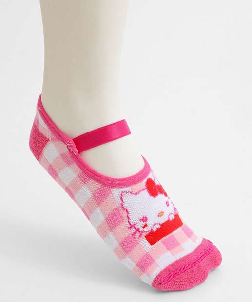 Meia Sapatilha Infantil Antiderrapante Hello Kitty Rosa