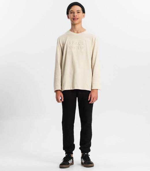 Camiseta Juvenil Masculina Manga Longa Minty Bege