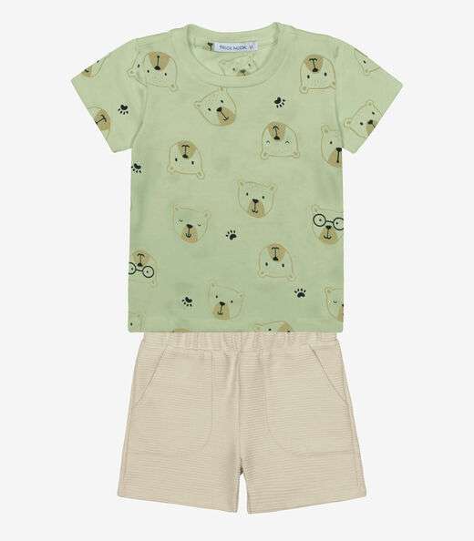Conjunto Infantil Camiseta Com Bermuda Trick Nick Verde
