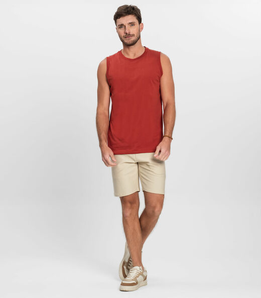 Regata Masculina Básica Meia Malha Diametro Vermelho