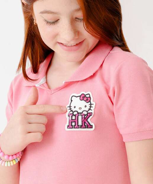 Vestido Polo Infantil Hello Kitty Sanrio Tam 4 a 10