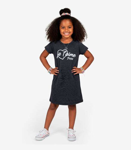 Vestido Feminino Infantil em Molecotton Select Cinza