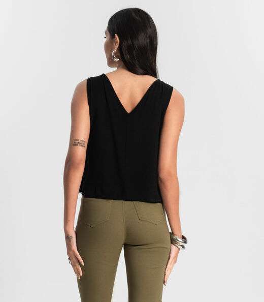 Regata Feminina de Viscose Preto