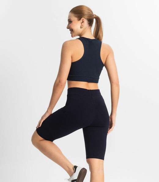 Bermuda Ciclista Feminina em Cotton Pesado Select Azul