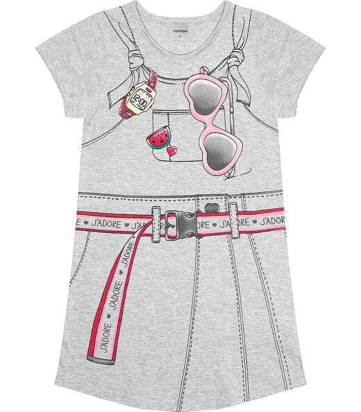 Vestido Infantil Estampado Rovitex Kids Cinza