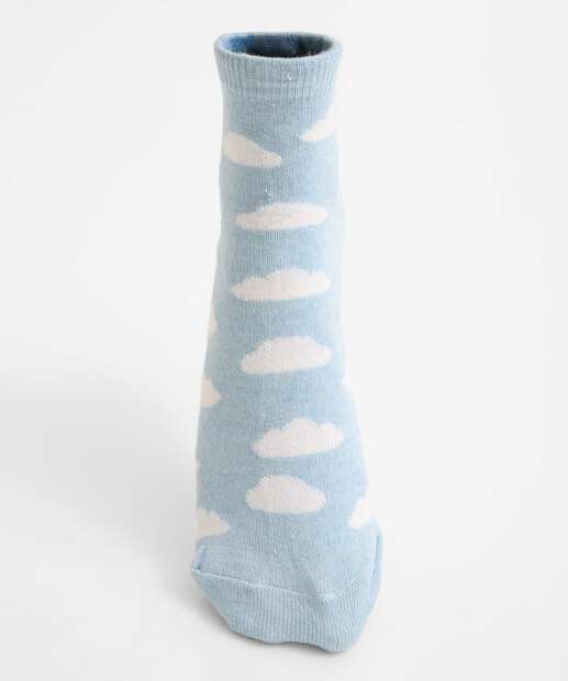 Meia Cano Longo Feminina Estampa Nuvem Marisa Azul