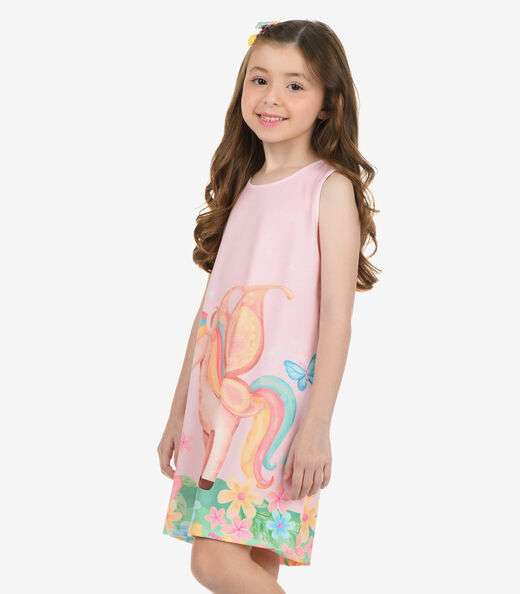 Vestido Poly Flex Touch Cotton Vestido Rovi Kids Rosa