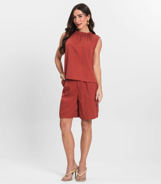 Regata Feminina Curta Com Gola Endless Marrom