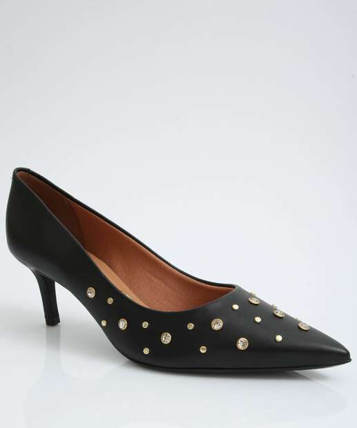 Scarpin Feminino Strass Bico Fino Salto Fino Vizzano