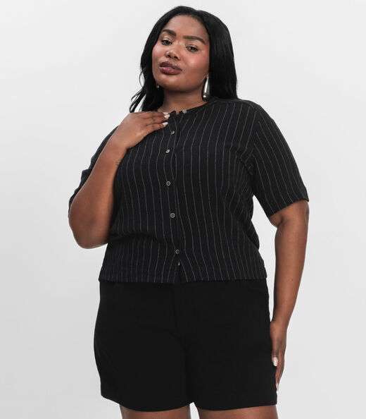 Image_Camisa Manga Curta Plus Size Secret Glam Preto