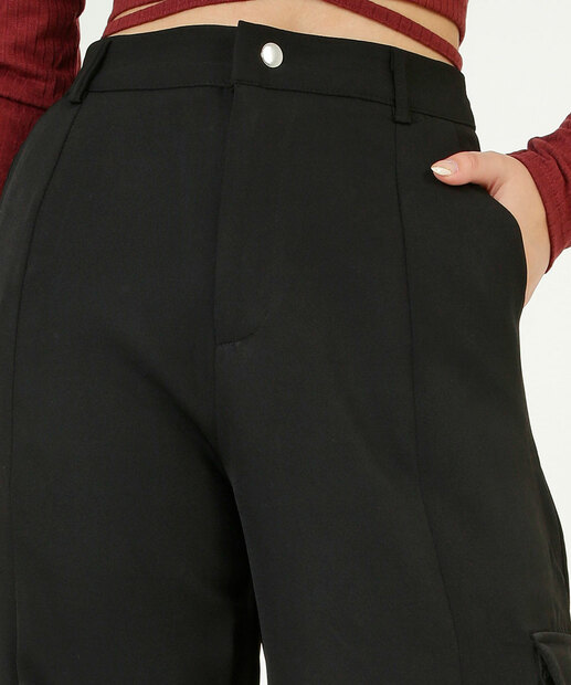 Calça Wide Leg Feminina Pantalona Cargo Marisa