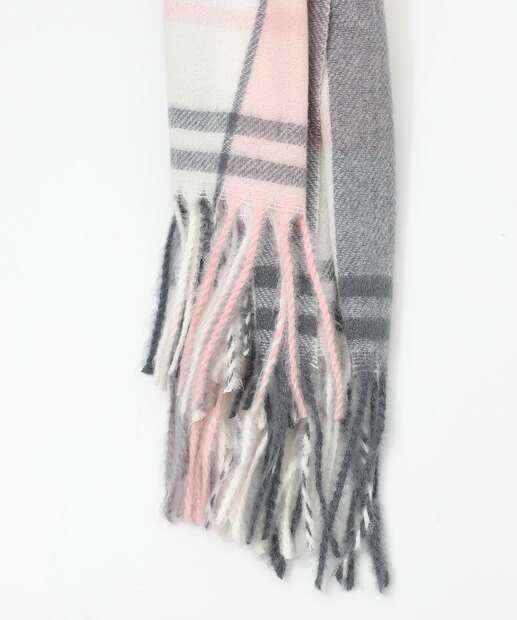 Cachecol Feminino Tricô Xadrez Marisa Cinza