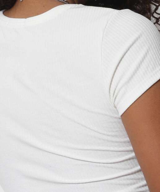 Blusa Cropped Feminina Canelada Vazada Corrente Marisa