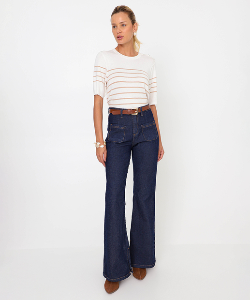 Blusa Feminina Tricô Botões Marisa Off White