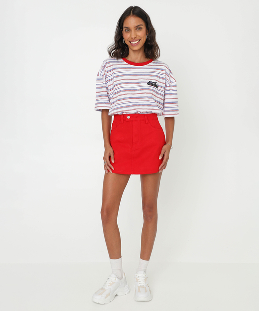 Image_Short Saia Feminino Sarja Bolsos Marisa Vermelho