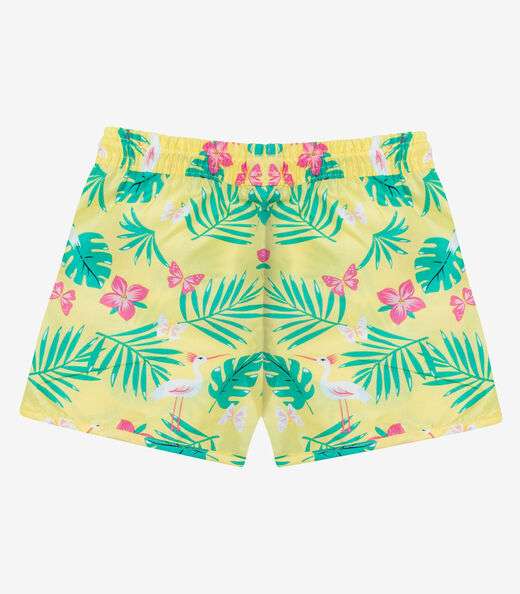 Shorts Feminina Tactel Estampado Rovitex Kids Amarelo