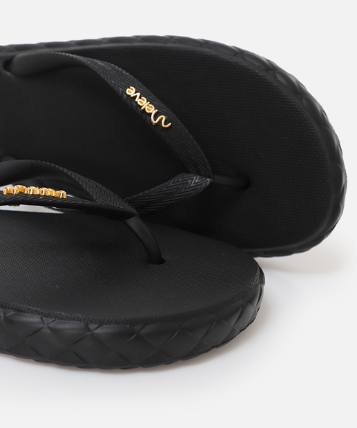 Chinelo Feminino Tiras Textura Meleve Preto