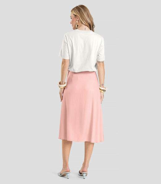 Saia Feminina Midi Envelope Dianna Rosa