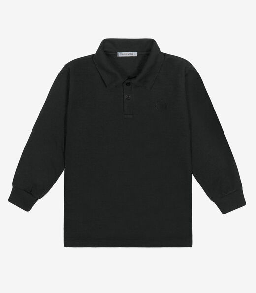 Polo Infantil Manga Longa Masculina Trick Nick Preto