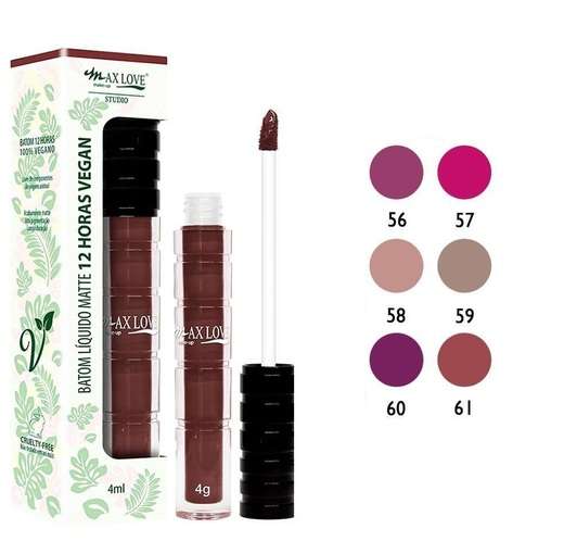 Batom Líquido 12 Horas Vegano Cor: 60 Max Love