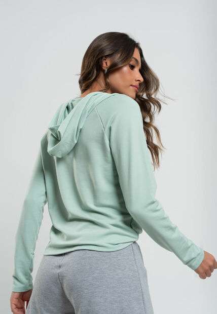 Casaco Esportivo Com Capuz Moletinho Verde Claro Salvatore Fashion