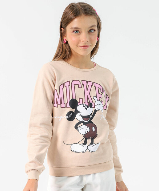 Image_Blusão Infantil Moletom Estampa Mickey Disney Tam 10 a 16 Bege